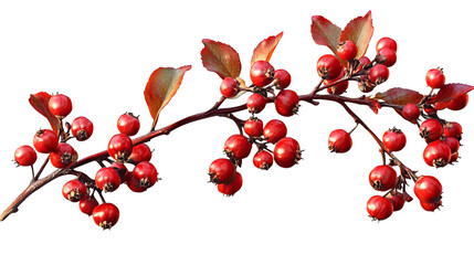 Red Berries Branch: A vibrant branch adorned with clusters of glistening red berries and russet leaves, perfect for adding a touch of autumnal charm or festive cheer to your designs. 