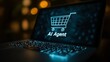 © Jay Koppelman - A commerce AI Agent represented by a shopping cart for autonomous retail purchases made by a virtual assistant online using teamwork for a workforce partnership.
