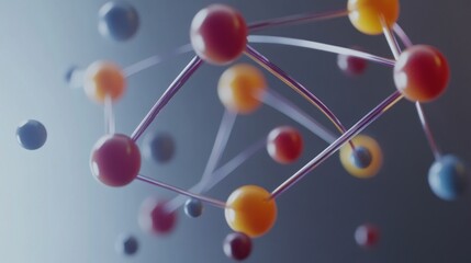 Poster - Abstract Molecular Structure: A 3D Colorful Representation of Interconnected Spheres