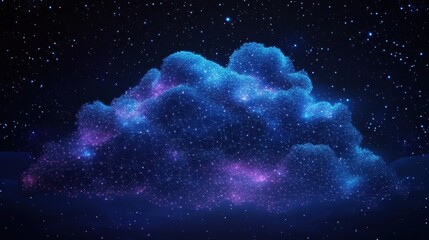 Poster - A mystical cloud illuminated by galaxies, set against a starry night sky, creating a serene and enchanting atmosphere.