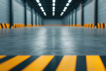 Poster - Blurred of Inside High-Tech Manufacturing Facility with Clean Floor and Bright Lighting