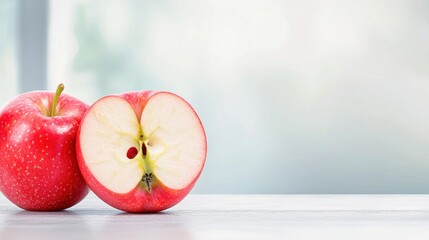 Wall Mural - Two Red Apples on White Table