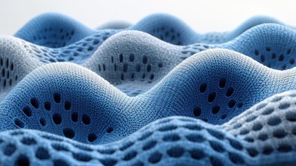 Abstract blue textured surface with wavy pattern and holes.