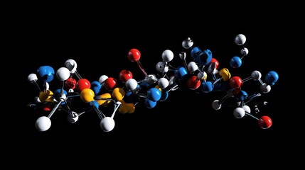 Poster - Abstract Molecular Structure: A 3D Rendering of Colorful Atoms Bonded Together