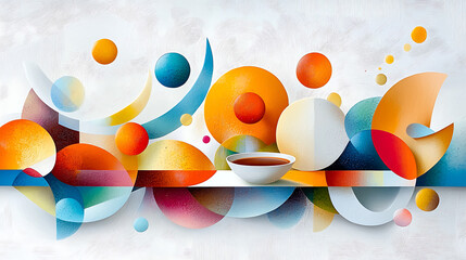 Poster - Vibrant abstract art representation of coffee moments artistic studio digital illustration contemporary style aesthetic viewpoint