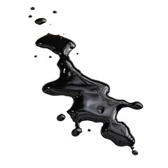 Poster - An abstract image showcasing a dynamic splash of black liquid against a stark black background the liquid displays a high gloss and reflects light creating a sense of movement and energy.