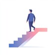 © Mommangophoto - A person ascends stylized stairs, symbolizing progress and personal growth in a modern, minimalist design.