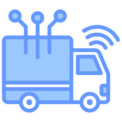 Poster - Autonomous Vehicle Lineal Blue Icon