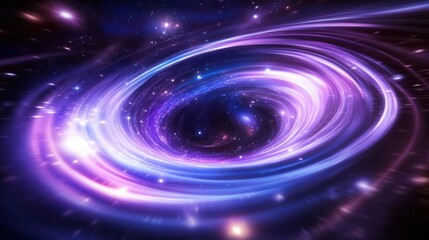 Wall Mural - swirling nebulas and galaxies collide in deep space creating brilliant purple and blue energy waves 