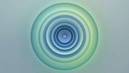 Poster - Abstract concentric circular pattern with gradient blue and green tones
