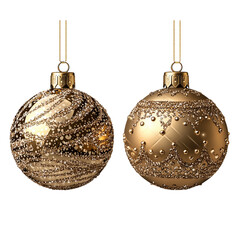 Wall Mural - Elegant gold Christmas ornaments isolated on transparent background, holiday decoration isolated 