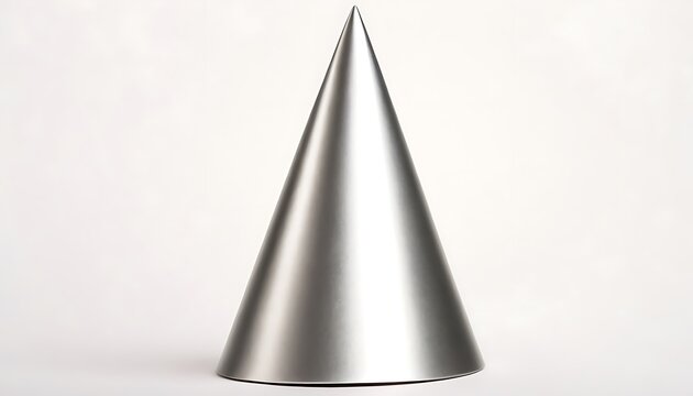 A 3D rendering of a party hat with gold and silver accents, set against a clean white background.birthday cap floating or flying isolated white background,8645