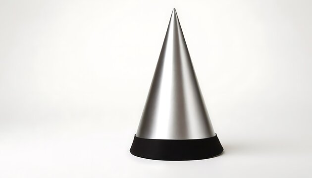 A 3D rendering of a party hat with gold and silver accents, set against a clean white background.birthday cap floating or flying isolated white background,78645