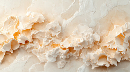 Fototapete - Smooth cream colored abstract texture with layered floral shapes, creating serene and elegant atmosphere. Ideal for backgrounds or artistic designs