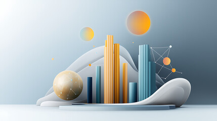 Poster - Visualizing data trends dynamic graphs and shapes creative studio digital artwork abstract design eye-level perspective
