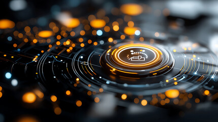Poster - Innovative technology interface design modern workspace digital art futuristic environment aesthetic viewpoint