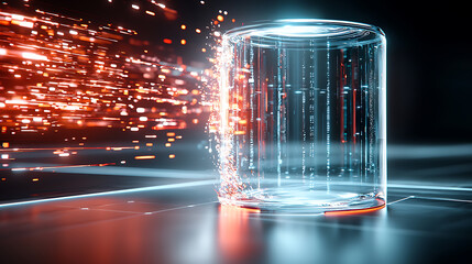Poster - Dynamic energy burst futuristic laboratory digital art technological environment close-up perspective innovation concept