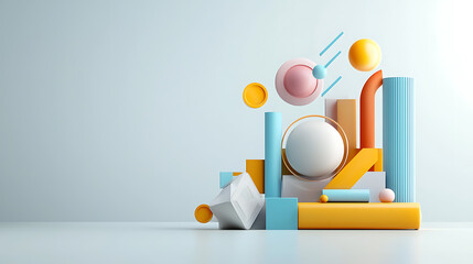 Poster - Dynamic geometric shapes abstract artistry digital creation minimalist background artistic perspective modern design concepts