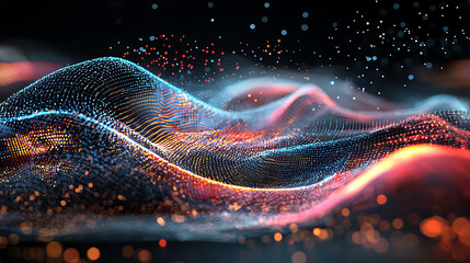 Poster - Dynamic digital waves abstract art visual representation digital space close-up motion and energy