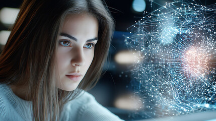 Poster - Analyzing data trends office environment digital portrait modern technology close-up view innovation and insight
