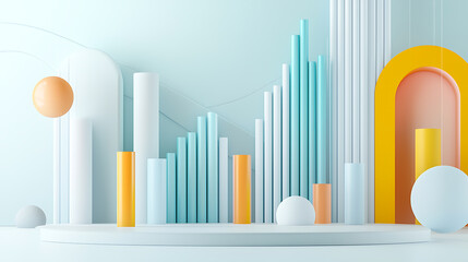 Poster - Dynamic 3d geometric shapes modern studio digital art minimalist design aesthetic view creative concept
