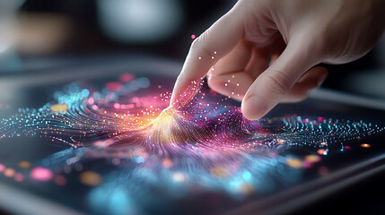 Poster - Digital interaction exploration virtual space technology artwork abstract environment close-up view innovation concept