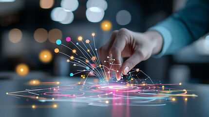 Poster - Innovative digital interaction modern workspace technology visualization futuristic environment close-up view creativity unleashed