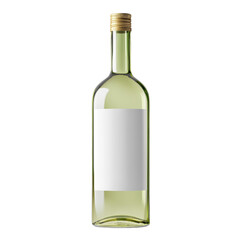Poster - A single green glass wine bottle with a blank white label stands against a black background.