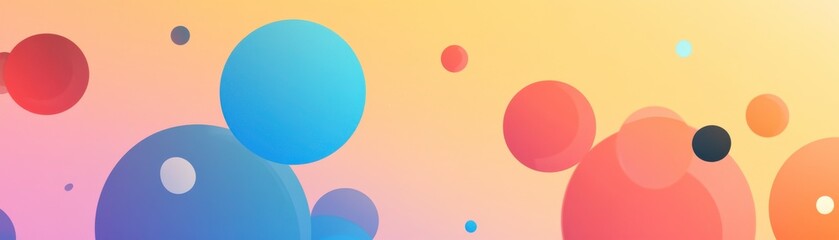 Poster - A vibrant abstract design featuring colorful circles on a soft gradient background, conveying a playful and modern aesthetic.