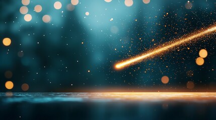 Poster - Glowing Sparkler with Bokeh Lights and Glittering Dust Creating a Magical Nighttime Atmosphere