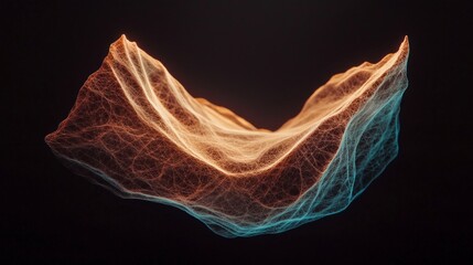 Abstract 3D Fractal Landscape  Orange   Blue Digital Art