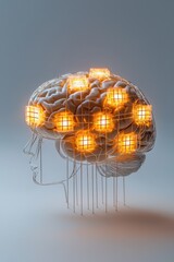 Poster - Abstract brain filled with glowing Sudoku grids forming complex networks