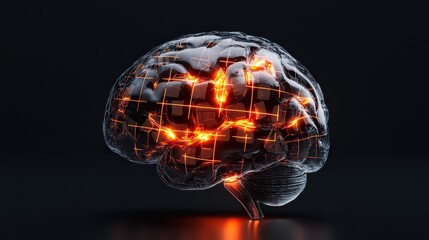 Poster - Brain illuminated with glowing Sudoku grids forming complex patterns