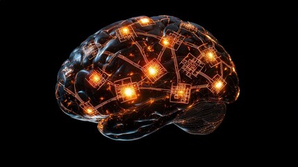 Poster - Brain silhouette glowing with interconnected Sudoku patterns and grids