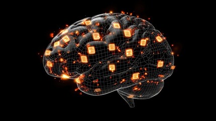 Poster - Brain silhouette glowing with interconnected Sudoku patterns and grids
