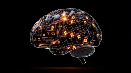 Poster - Brain-shaped design glowing with Sudoku grids and creative symbols