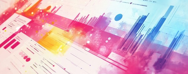 Poster - a colorful digital representation of data analytics featuring charts and graphs, illustrating trends
