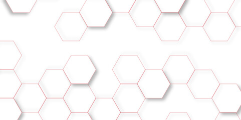 Leinwandbilder - Modern simple style seamless pattern with hexagonal graphic design. Geometric art deco texture mosaic white background. abstract molecular structures in technology, wallpaper background, vector.	