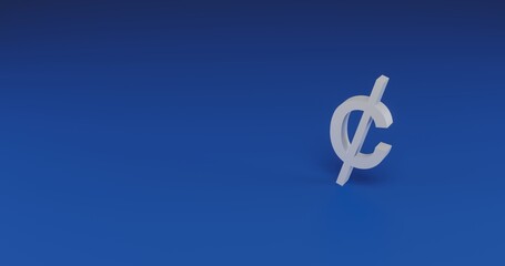 Poster - Isolated realistic white cent symbol with shadow. Located on the right side of the scene. 3d illustration on transparent background