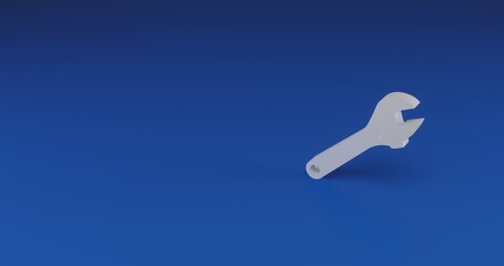 Poster - Isolated realistic white adjustable wrench symbol with shadow. Located on the right side of the scene. 3d illustration on transparent background
