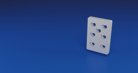 Poster - Isolated realistic white seven of hearts playing card with shadow. Located on the right side of the scene. 3d illustration on transparent background