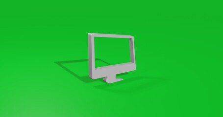 Poster - Isolated realistic white monoblock symbol front view with shadow. 3d illustration on green chroma key background
