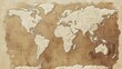 © YONG - An antique world map with an aged, sepia-toned aesthetic, showcasing the global contours and features in detailed detail.