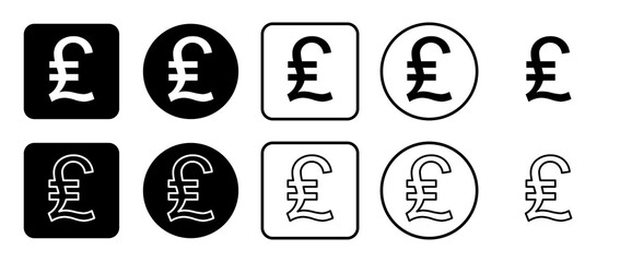 Poster - Icon set of lira symbol. Filled, outline, black and white icons set, flat style.  Illustration on transparent background