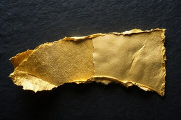 Poster - Torn piece of gold paper on a dark background for business applications and creativity