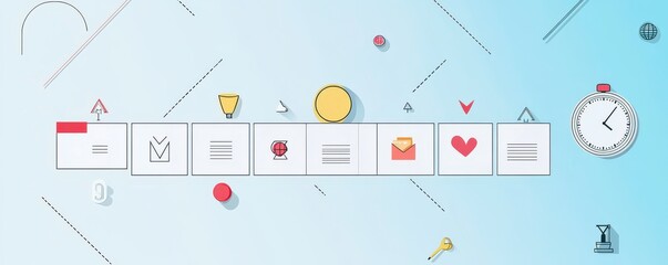 Poster - a colorful digital interface featuring icons related to security, communication, and organization on