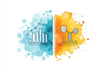 Poster - the image contrasts two data visualization styles, featuring bar graphs on a blue background and mol