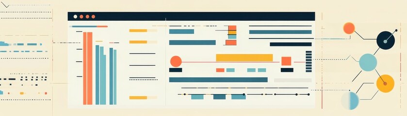 Poster - a colorful data visualization dashboard displaying various charts and graphs for analyzing metrics a