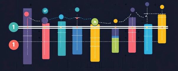 Poster - a colorful bar graph displaying data points with various heights and markers, illustrating trends an