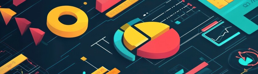 Poster - a vibrant digital illustration featuring various colorful graphs, charts, and geometric shapes again